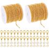 PetGlimmer 10 M Collane Fai da Te Gioielli Oro in Acciaio Inox, Catena al | Metro,Catene Inossidabile per Bracciali Fai da Te con 120 Anelli e 60 Chiusure a Moschettone, Catenine per Creazione Collane