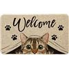 nanchangchengbowangluokeji Zerbino Ingresso 40x60cm Impronta di Gatto con Grandi Occhi Rotondi Morbido Tappetino Porta Personalizzato Tappeto Ingresso per Interno Cucina