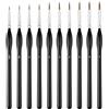 Newellsail 10 Pezzi Pennello da Dettaglio Fine Kit di Pennelli da Pittura in Miniatura Professionale per Acrilico, Acquerello, Olio, Viso, Chiodo, Pittura Modello, Disegno a Tratteggio (Nero)