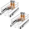 bremermann Set di 2 cassetti telescopici da 30 cm con ripiano, cassetto da cucina estraibile completamente con guide telescopiche, ideale per cucina, bagno e camera da letto, in metallo (cromato)
