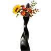 VANTOBEST Vaso di ceramica nero del bocciolo di torsione, vaso di fiori del singolo | Contenitore floreale elegante, geometrico e compatto per fiori singoli freschi, stile scaffale e decorazione moderna della