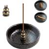 Minfuerang Portaincenso in Ceramica,Porta Incenso in Marmo da 9,4 cm(Nero) | Supporto Incensiere in Ceramica,Bruciatore di Incenso Adatto a Diversi Tipi di Bastoncini,per Decorazione,Meditazione,Yoga