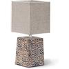 Aigostar lampada da tavolo E14 in ceramica con paralume in stoffa. Design vintage.