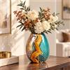 LINYTHER Grazioso vaso in vetro soffiato, vaso per fiori in vetro colorato, decorazione per la casa, ambra e foglia di tè, vaso decorativo in vetro per soggiorno, ufficio, camera da letto, tavolo costiero