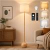 Stepeak Lampada da Terra per Soggiorno Legno Effetto, Dimmabile Telecomando | Lampada da Terra per Camera da Letto, 3 Temperature di Colore, Lampada da Terra Beige con App Smart e Pedale, E27, 160cm