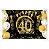 PLATEYTR 40 Striscione di Compleanno 40 Anni Compleanno Festa Decorazioni Oro Nero Fotografia Poster di Compleanno Extra Large Fondale 40 Anni di Buon Compleanno Decorazione di Festa
