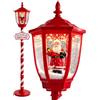 Avilia Lampione Natalizio 180 cm con Neve, Luce LED e Musica, Babbo Natale | Addobbo di Natale da terra effetto palla di vetro, lampione con neve in movimento, palo a bastoncino di zucchero, USB