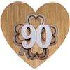 DLM Bomboniere DLM-A836 Bomboniere 12 Calamite Magneti in legno cm 5x5 linea cuore con quadrifoglio portafortuna e numero 90 bianco per confettate segnaposti di 90 Compleanno maschio e Femmina