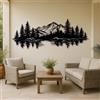 KAWA METALWORKS Decorazione artistica da parete in metallo con montagna e lago, paesaggio forestale, decorazione da parete per soggiorno o camera da letto, da appendere alla parete, decorazione da