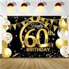 Bluelves Decorazioni 60 Anni Oro Nero, Striscione e Sfondo Fotografico di Tessuto per Festa di Compleanno - Decorazione per Uomo e Donna