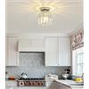 Sxtiger Plafoniera moderna in cristallo, mini lampadario rotondo argento E27, per corridoio, soggiorno, camera da letto, cucina, ingresso illuminazione (argento)