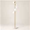 maolo Lampada da Terra 5 Luci G9, Sfere in Vetro Ø12 cm, Base in Marmo, 165 cm | Piantana in metallo bronzo/dorato con 5 diffusori in vetro opalino, attacchi G9 max 20W ciascuno; lampadine non incluse.