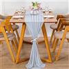 YUNSHANGHE Runner da tavolo moderno in chiffon, 70 x 300 cm, lavabile, per matrimonio, decorazione da tavolo, per matrimonio, compleanno, comunione (grigio-blu)