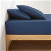 L'Emporio Casa Lenzuolo con Angoli King Size, 160 x 200 x 25-30 cm, 100% Cotone Soffice, per Materassi Alti, (Blu Navy)
