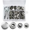 SEASJHBAY Set di 40 bottoni a pressione Ø 15 mm con attrezzo di fissaggio - 10 tappi, 10 pezzi maschili e 10 femmine, 10 inserti, pinza forata, base rotonda e strumento convesso in scatola di immagazzinaggio