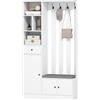 HOMCOM Appendiabiti da Terra 180cm con Panca Porta Scarpe Bianco | Stand Appendiabiti, 4 Ganci, Ripiano Regolabile, Scomparti Aperti, per Ingresso Corridoio Soggiorno