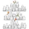 Sawoake Set di 32 vasi in vetro per decorazione da tavolo, matrimonio, ricevimento, casa, bottiglie vintage, trasparenti, vasi decorativi in vetro con coperchi (32, trasparente)