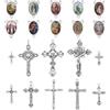 PH PandaHall 20pz Ciondoli a Forma di Croce Ciondoli Rosario, Argento Antico Pendenti di Fascini e Crocifisso Lampadario Ovale Links per Creazione Pasquale Gioielli Collana Fai Da Te
