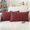 Jayusaror Cuscini Natalizi per Divano Rosso e Nero 30x50 Tartan Scozzese Copricuscini Natalizie Decorativi Plaid Morbidi Christmas Natalizio Federe Cuscini Natale Decorazioni per Casa 2 Pezzi
