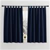 PONY DANCE Tende Corte Oscuranti Termiche Isolanti per Camera da Letto | per Cucina, per Finestre Piccole, Blackout, per Interni, con Passanti, Privacy, Anti-UV, 2 Pezzi L 140 x A 137 CM, Blu Scuro