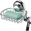 MaxHold Cesto per sapone senza trapano, porta sapone doccia con 2 ganci, ventosa sistema di vuoto, in acciaio inossidabile, non arrugginisce mai, porta spugna per cucina