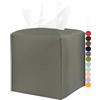 JESMINI Jemini, porta fazzoletti in pelle, quadrato, con cintura inferiore [JESMINI, grigio scuro], porta fazzoletti decorativo per bagno, comodini, ufficio