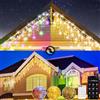 Circlio Luci Natale da Esterno Cascata, Bianco Caldo e RGB, Tenda Luminosa da Esterno con APP e Telecomando, 17 Modalità, 4 Luminosità, Timer, Decorazioni Natale Esterno (15M-600L, C/RGB)