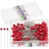 PATIKIL 800 Pezzi Spilli Perline 38mm Rosso Acciaio Inossidabile | Testa a Sfera Finta, Spilli Dritti, per Cucito, Artigianato, Nozze, Festa, Corsage, Tessuto, Decorazione, Accessori