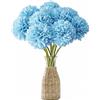Wekuw 12 Pezzi Fiori di Ortensia Artificiale Azzurro | Palla crisantemo Seta Bouquet Finte Steli Bouquet Nozze Casa Giardino