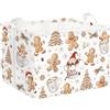 Clastyle Ceste Biancheria Bambini Omino di Pan di Zenzero di Natale Cestino Giocattoli Vestiti Fiocco di Neve per Ragazzo Ragazza Cestino Portaoggetti per Bagno Cameretta Bucato, Bianco, 40x30x30 cm