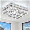 Finktonglan Plafoniera LED in Cristallo Moderna Rettangolare 30x23x11cm, 24W Bianco Freddo 6500K, Lampada da Soffitto Elegante per Soggiorno Camera da Letto Sala da Pranzo
