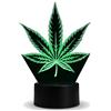 Optechvisual Weed - Lampada LED a forma di cannabis e canapa, decorazione notturna con cambio colore e telecomando, design moderno a foglia di Weedblatt - elegante lampada da tavolo a LED regalo divertente per gli