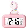 HOAQPPOY Sveglia Digitale da Comodino per Bambini, Unicorno Bambina, Intelligente con Temperatura Data Snooze, Regalo (Rosa2)