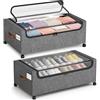 Fushabana Set di 2 scatole portaoggetti sotto il letto con ruote, 82 l | Cassetto sotto il letto con coperchio, telaio in metallo, scatola portaoggetti sotto il letto per vestiti, scarpe, coperte