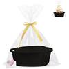 Yudobliss Cestino Intrecciato per Regali, Due Pezzi Cestino Regalo Vuoto, 30 X 20 X 12 Cm Piccolo Cesto Tessuto, con Sacchetti di Cellophane E Fiocchi, Adatto a Camere da Letto, Bagni, Asciugamani(nero)