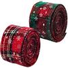 Gukasxi 2 rotoli 5yd Plaid Nastro di Tela Larghezza Nastro di Tela metallico Nastro da imballaggio natalizio scozzese Rosso Verde Fiocco di neve Nastri in tessuto per fiocchi floreali per Decorazione 5cm