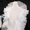 GORGECRAFT 9MX12.7cm Bianco Pizzo Pieghettato Arricciato Volant Bordatura Organza Tulle Tessuto Pizzo Bordo Retro Bordatura Decorativa Applique per Cucire Abito Matrimonio Costume Tenda Artigianato