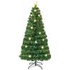 RELAX4LIFE Albero di Natale Artificiale 150cm con Luci in Fibre Ottiche e Addobbi: 1 Stella e 21+3 Stelle con LED Incorporate, 180 Rami Folti e Realistici in PVC, Base Pieghevole in Ferro