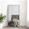 [en.casa] Specchio da Parete 50 x 100 cm Specchio Rettangolare a Taglio Sfaccettato Fissaggio Verticale-Orizzontale Cornice in Plastica Nero