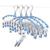 Dexpally 4 Pezzi Stendibiancheria in Acero Inox con 10 Pinze Gancio Girevole Antivento Stendibiancheria Intimo Appendiabiti Pieghevole per Calze Asciugare Asciugamani Reggiseni (Blu)