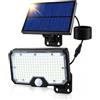 Generico Faretto Solare Esterno 254 LED, 6000 lm, Sensore PIR, Telecomando, IP65 | Luce fredda 6000K regolabile, pannello solare separato con cavo da 5 m e 3 modalità per giardino, garage e cortile
