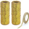 JRSHIRLEYLTD 2 rotoli di cordoncino dorato da 1,5 mm, 200 m, corda dorata, cordoncino regalo, nastro dorato per lavori manuali, fai da te, Natale, decorazione, confezione regalo