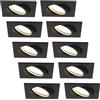 HCFEI Faretto da incasso a LED ultra piatto, 425 lumen, 230 V, 5 W, dimmerabile, alloggiamento angolare, orientabile, nero (10 pezzi, bianco neutro)