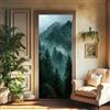 arricraft 2 adesivi per porta, motivo: trompe l'oeil, foresta di nebbia | 200 x 80 cm, adesivi artistici per frigorifero, in PVC, impermeabile, autoadesivi, carta da parati per porte