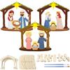 MONCAP 12pz Addobbi Natalizi Gesù Nascita Craft 13.3x3.4x11.6cm Nascita Ornamenti in LegnoDecorazione Natalizia Presepe NascitaDecorazioni Natale Legno-per Addobbi Natale Epifania