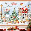 Supzone Vetrofanie Natalizie 2 Fogli Alberi Babbo Pupazzi Neve Adesivi Finestre | Elettrostatiche UV, Doppio Lato, 29x60 cm, Riutilizzabili, per Vetri, Specchi, Vetrine, Auto, Casa, Inverno e Natale