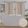 MRTREES Tende per Interni Oscuranti 60x120cm 2 Pezzi Termiche Isolanti Tende Moderno con Bastoni Camera da Letto Soggiorno Finestre Camerette Bambini Acustico Elegante Beige