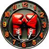 HSAEANZL Orologio da boxe rosso con testo personalizzato, 25,4 cm, 30,5 cm, 30,5 cm, materiale in legno di betulla, movimento al quarzo silenzioso, adatto per decorare salotti, sale studio, regalo per