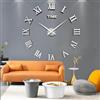 Coraltree Orologio da Parete Silenzioso Preciso DIY, decorazioni parete orologio da parete moderno, orologio da parete grande (60-120cm) 3D Adesivo Home Office Decor Regalo (argento)