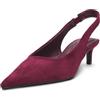 MISSCAI Décolleté Slingback Donna a Punta Tacco 5,5 cm | Scarpe elegante col tacco sottile effetto scamosciato, cinturino posteriore elasticizzato